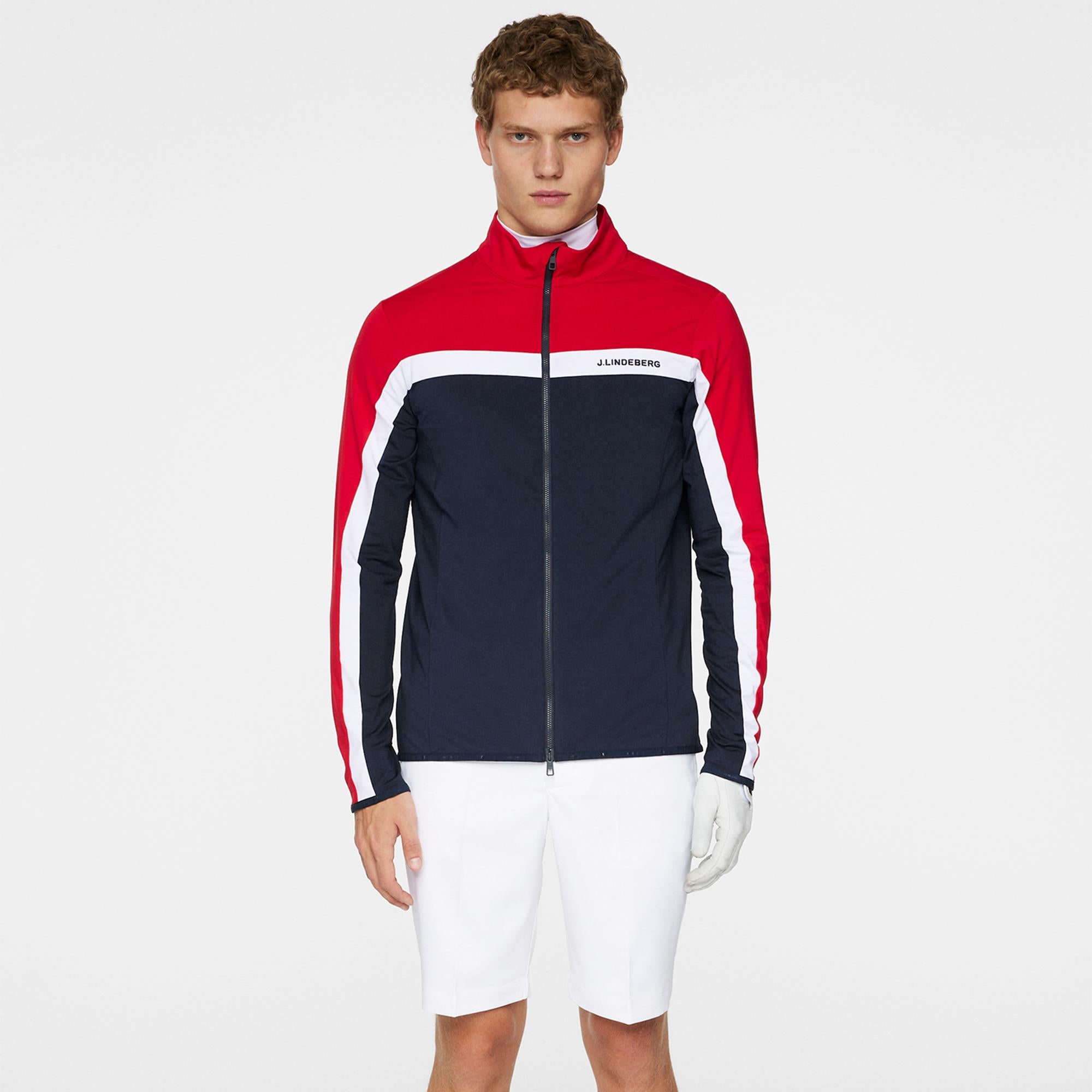 J Lindeberg Jarvis Mens Golf Mid Layer Barbados Cherry